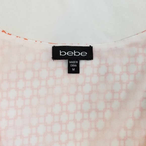 Bebe layered faux wrap top orange white M - Picture 6 of 6